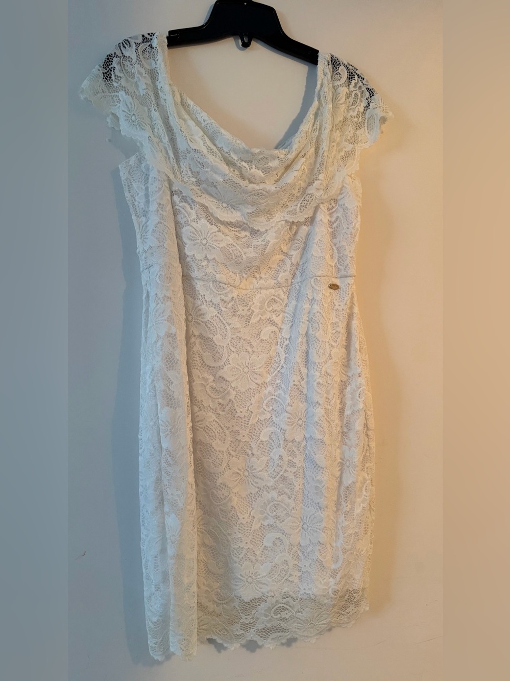 Guess White Floral Lace Off Shoulder Dress